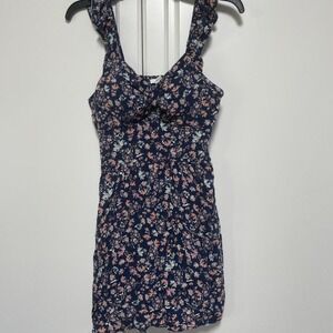 Floral Mini Dress Ruched Ruffle Sleeves Cottagecore Sundress Women's Medium